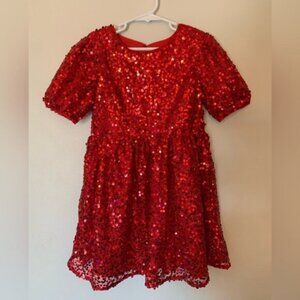 Girls Red Sequin Dress Size 6/7 Holiday Special Occasion Christmas